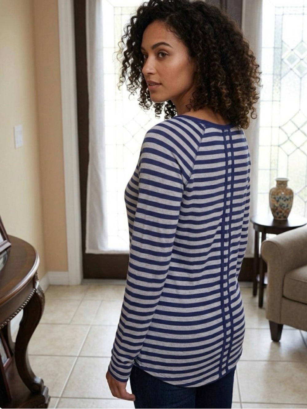 Calvin Klein Blue/Gray Striped top